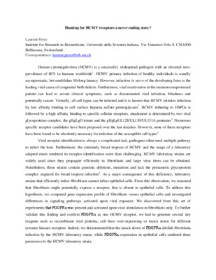 Behind the paper: Hunting for HCMV receptors a never ending story ?